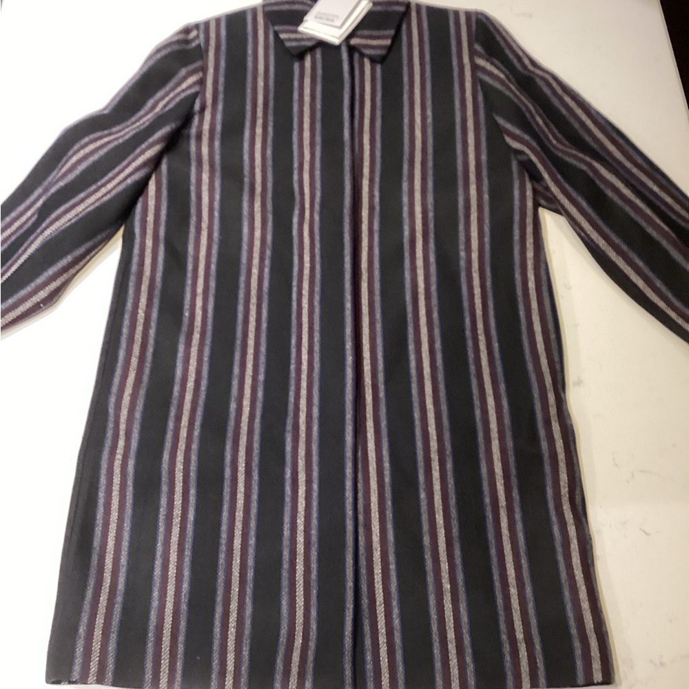 Striped Gray and Purple Women's Coat